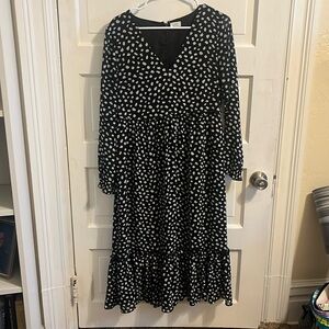 Jcrew Polka Dot Long Sleeved Midi Dress